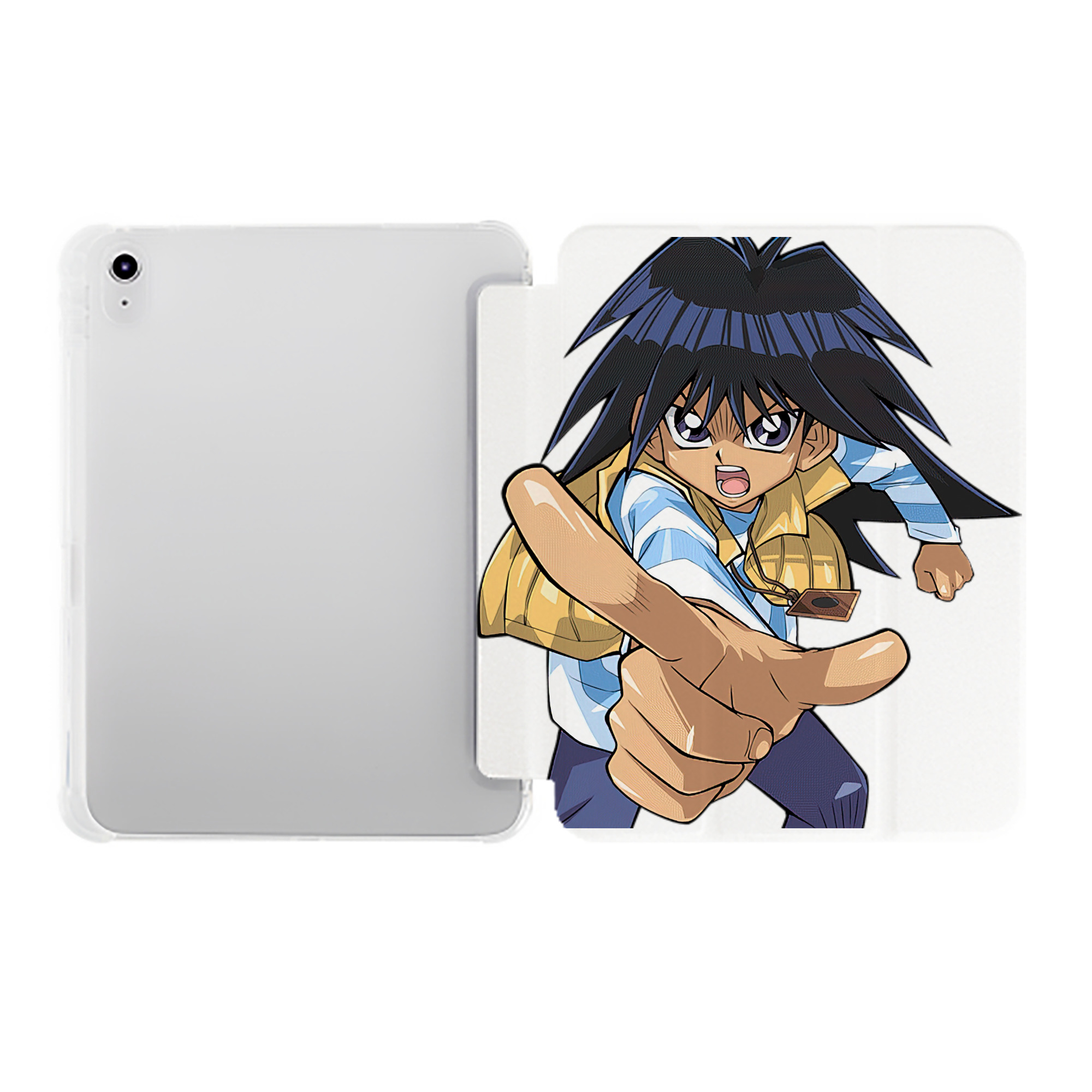 （画像用） 遊☆戯☆王 Yu-Gi-Oh! IPad ケース ペン収納付き 三つ折りスタンド PUレザー×シリコン 対応機種9.5/10.5/10.9インチ